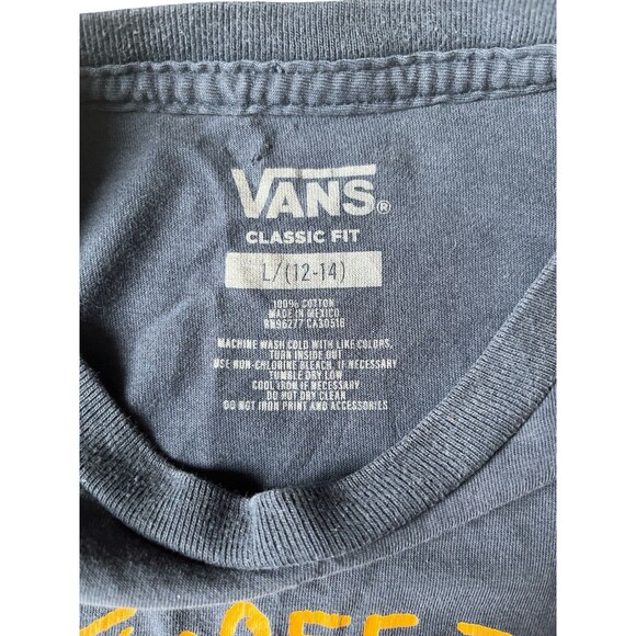 Vans Boy's Checker Palms T-Shirt Classic Fit Navy Size Large - Picture 3 of 5